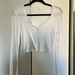 Sunday Best White V-Neck Crop Top